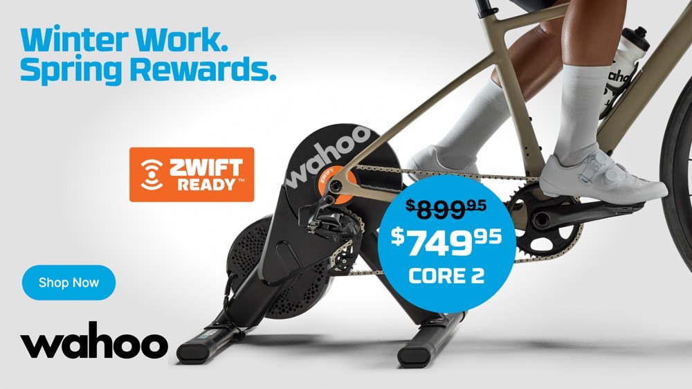 Wahoo KICKR CORE 2 smart trainer with Zwift Cog and Click setup